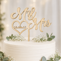 Διακοσμητικό Τούρτας Γάμου | Mr & Mrs & Ημερομηνία 